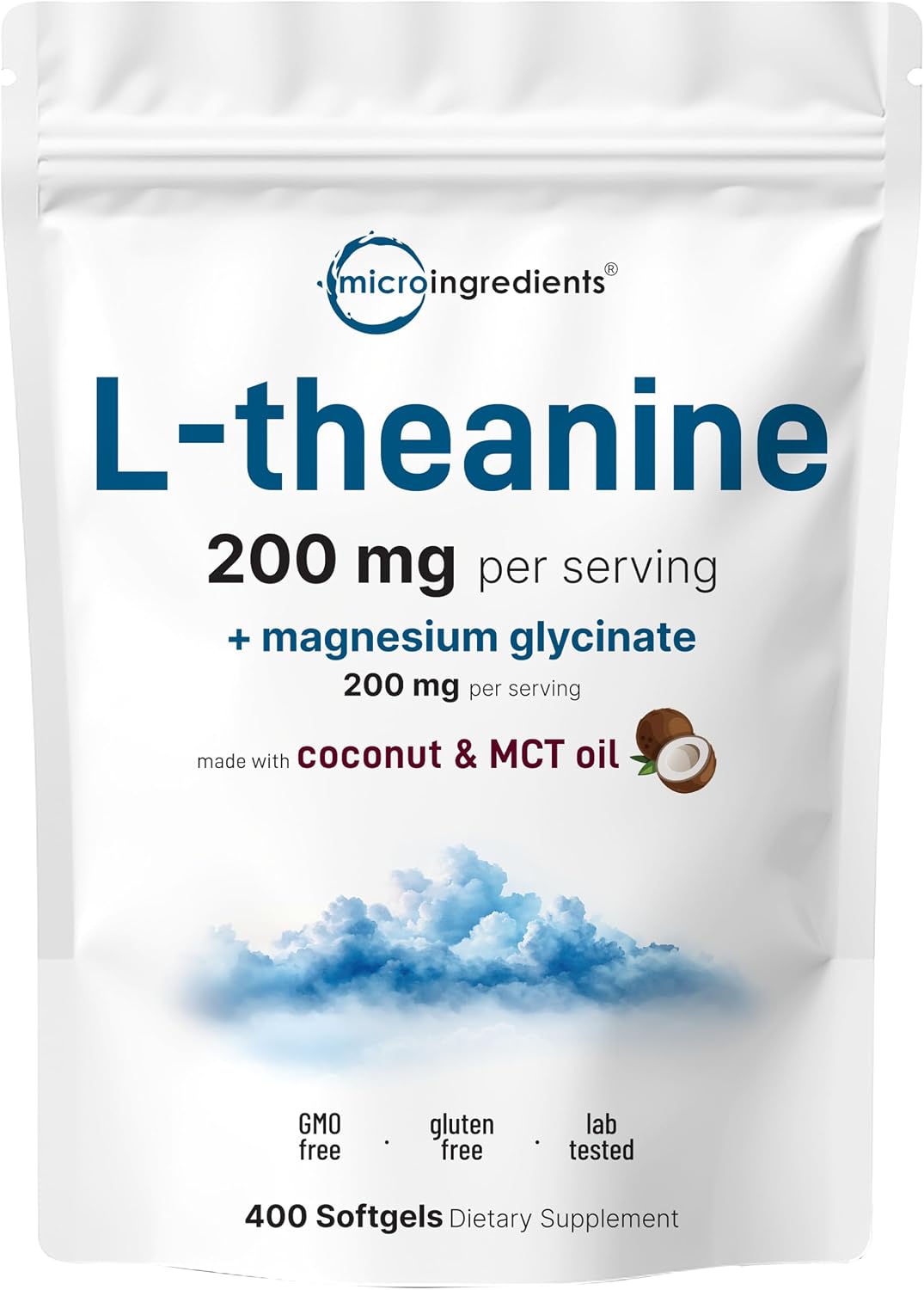 Micro Ingredients 8-in-1 Multi Collagen Capsules & L-Theanine 200mg with Magnesium Glycinate Softgels | Grass-Fed Collagen Peptides | Amino Acid & Mineral Complex Bundle 2 Pack