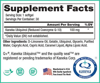 Peak CoQSol10 CF - 100% Crystal-Free Ubiquinol CoenzymeQ10 for Enhanced Bioavailability - Ubiquinol CoQ10 - Natural Energy Booster - Supports Immunity, Brain and Heart Health (30 Softgels)