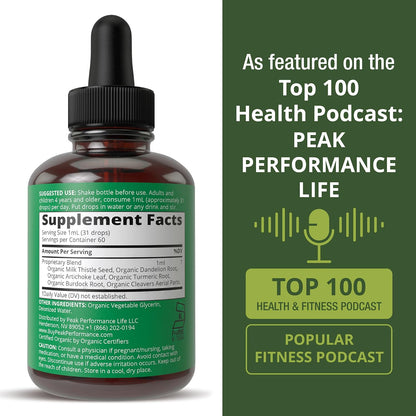 USDA Organic Liver Cleanse Detox & Repair. 6-in-1 Liquid Drops with Organic Milk Thistle, Artichoke Extract, and More. Zero Sugar, Liver Health Support Tincture Supplement Alternative to Capsules