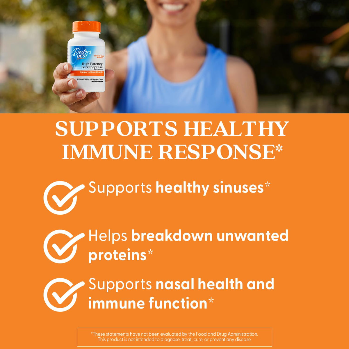 Doctor's Best Serrapeptase Supplement for Men & Women - Proteolytic Enzyme for Sinus & Immune Health Support, 120,000 SPU per Veggie Capsule, High Potency Formula, Non-GMO, Vegan - 90 Veg Caps