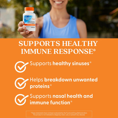 Doctor's Best Serrapeptase Supplement for Men & Women - Proteolytic Enzyme for Sinus & Immune Health Support, 120,000 SPU per Veggie Capsule, High Potency Formula, Non-GMO, Vegan - 90 Veg Caps