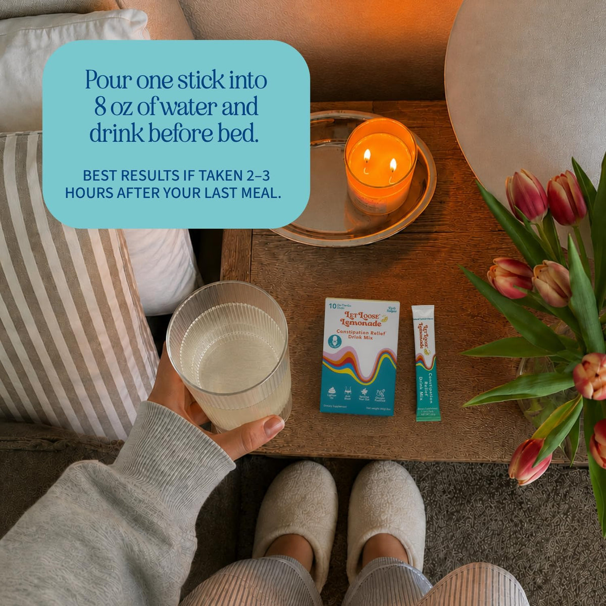 Let Loose Lemonade Magnesium Constipation Relief Drink Mix (10 Sticks) | Sugar-Free, Travel-Ready, Gentle Overnight Bloat & Bowel Movement Support for Women, Formulated with Ozonated Magnesium Oxide