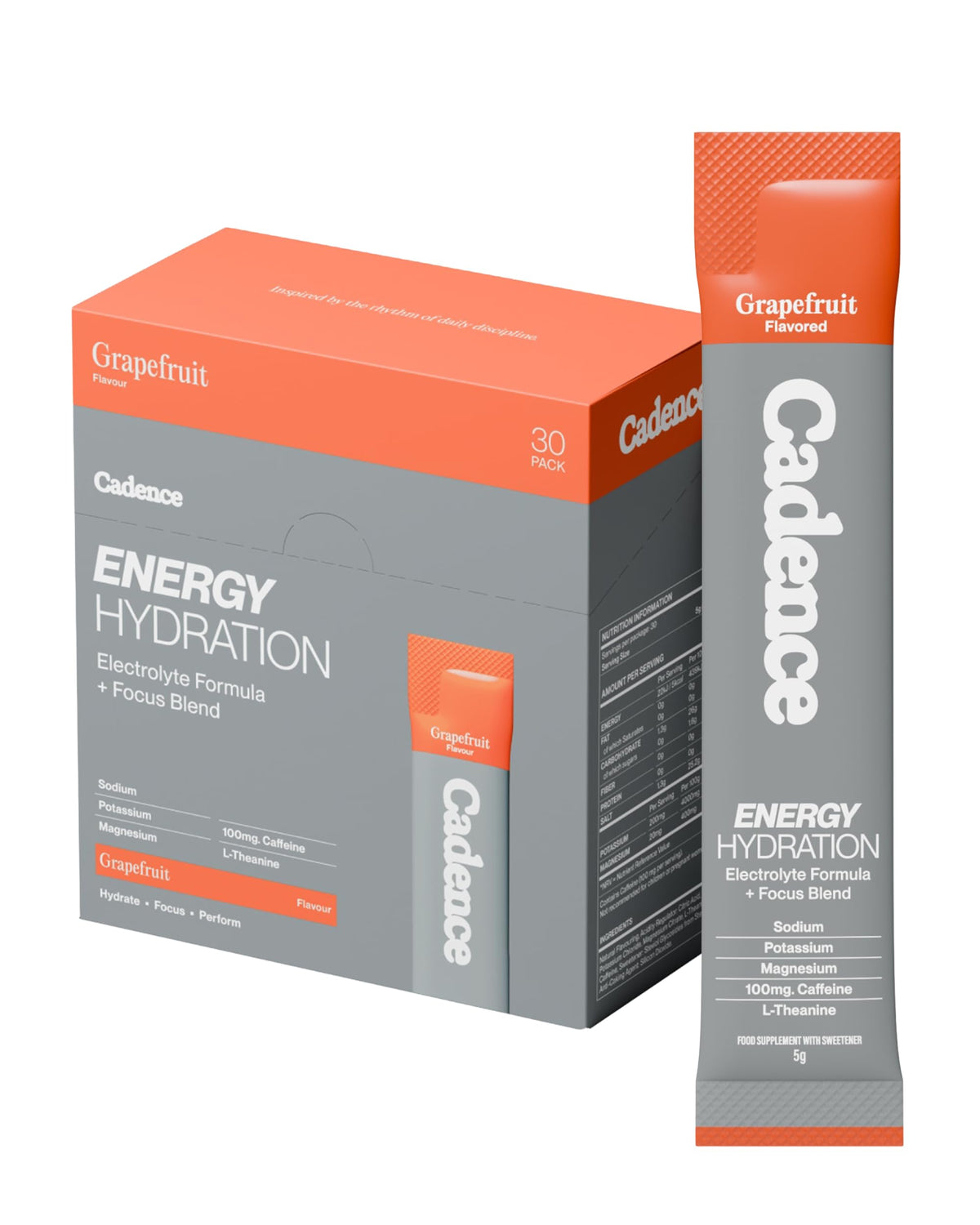 Cadence Sachets Core Melonberry - Carton (5g x 30) Science-Backed Hydration | Electrolyte Formula + Caffeine | Vegan, Keto & Paleo Friendly | Sodium, Potassium & Magnesium for Performance & Recovery