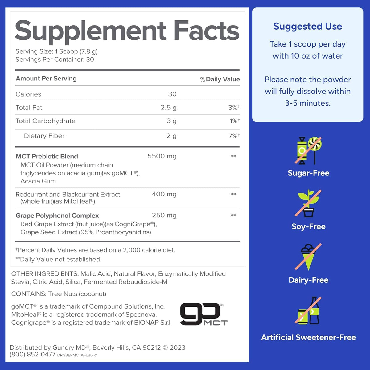 Gundry MD® MCT Wellness Powder, Watermelon Lemonade Flavor, 30 Servings | Support Energy, Ketone Production and Brain Health, Keto Friendly