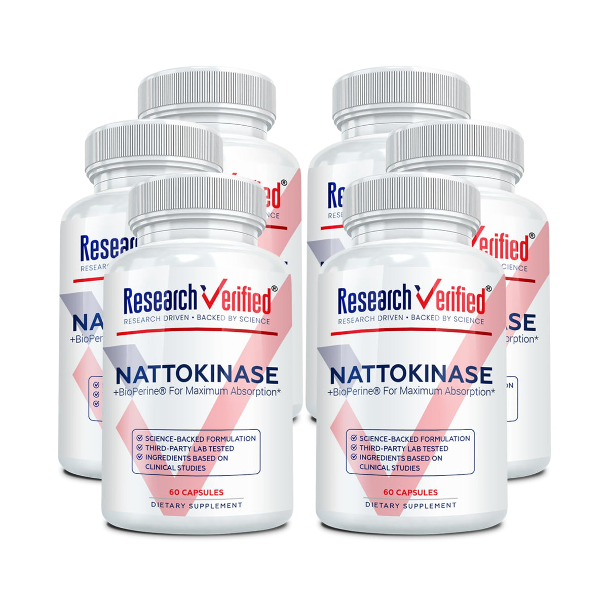 Research Verified Nattokinase - 4000 FU - Circulatory Support - BioPerine, No Vitamin K2-60 Capsules - Pack of 3