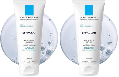 La Roche-Posay Effaclar Medicated Gel Cleanser,2% Salicylic Acid Cleanser + LHA + Glycerin,Foaming Acne Face Wash,Helps Clear & Prevent Acne Breakouts,