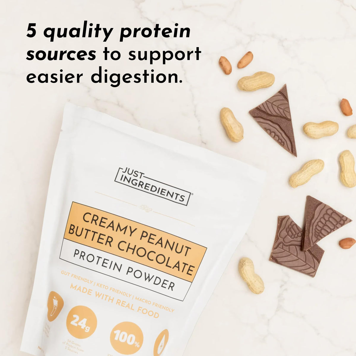 JUST INGREDIENTS Vanilla Bean Protein Powder – 20-Serving Blend with 100% Grass-Fed Whey & Organic Plant Proteins – Real Vanilla Bean & Cinnamon – Supports Muscle Recovery, Energy*
