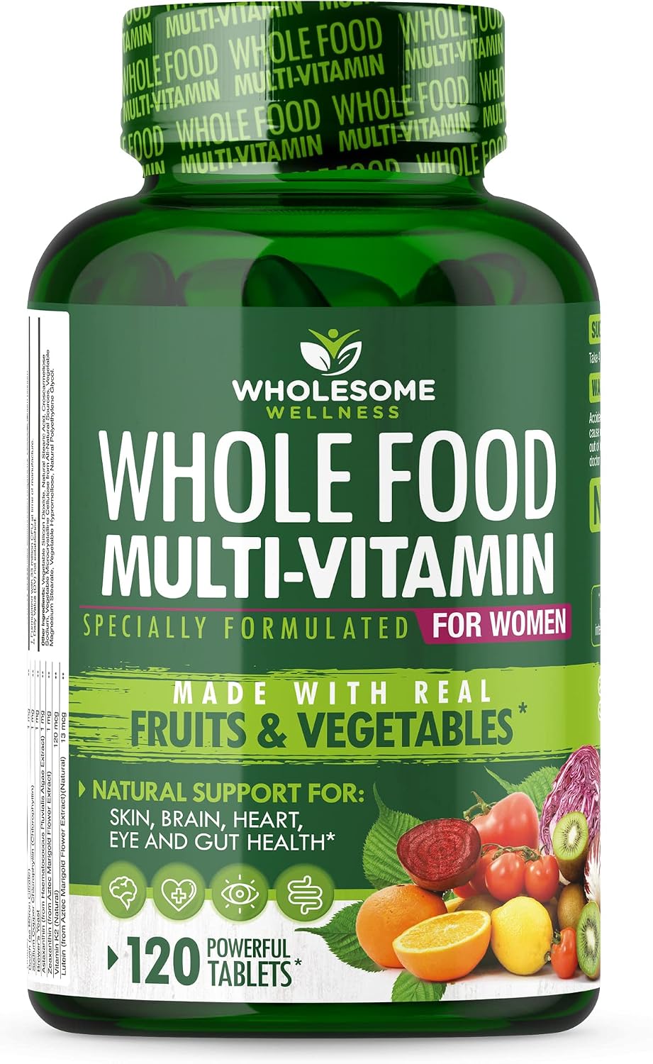 Wholesome Wellness Food Multivitamin for Women - Natural Multi Vitamins, Minerals, Organic Extracts + Dr. Formulated Raw Probiotics for Women 100 Billion CFUs with Prebiotics Bundle