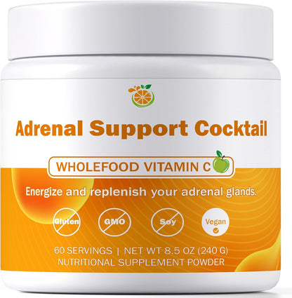 Adrenal Support Cocktail Powder, Adrenal Boost Drink Mix 8.5 oz | Whole Food Vitamin C + Potassium Bicarbonate & Sea Salt - Mix in 8-16 oz Water, Coconut Water or Beverage