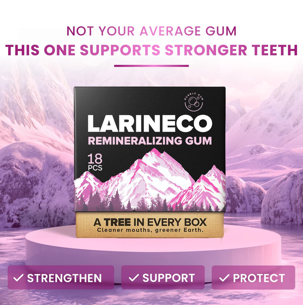 Larineco Remineralizing Gum with Nano Hydroxyapatite & Xylitol – Sugar-Free Xylitol Gum – Plastic-Free, Dye-Free, Aspartame-Free – Natural Base – 36 Pieces, Mastic Mint