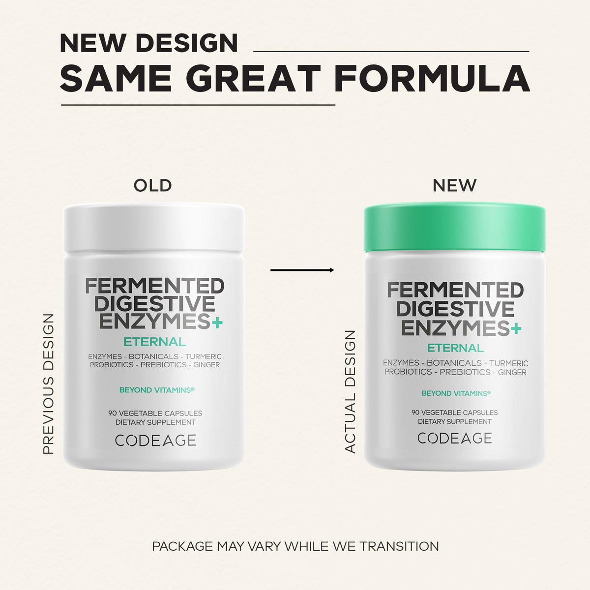 Codeage Fermented Digestive Enzymes Supplement 3-Month Supply - 14 Digestive Enzymes, Probiotics, Prebiotics, Fermented Botanicals, Plant-Based Multi Pancreatic Enzymes - 1 Capsule a Day - 90 Capsules