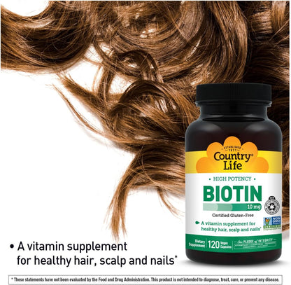 Country Life High Potency Biotin 10 mg, 120 Capsules