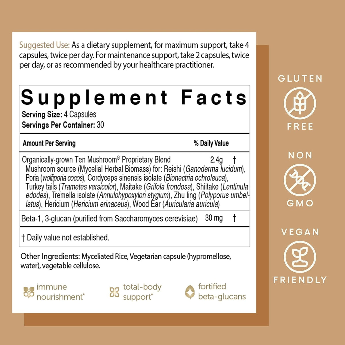 EcoNugenics Ten Mushroom Supplement: Daily Immune Support, 120 Capsules – Lion’s Mane, Reishi, Cordyceps, Turkey Tail – Energy, Gut Health, Liver, Kidney, Cholesterol & Nootropic Brain Support