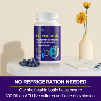 300 Billion AFU Akkermansia Muciniphila - A Live Probiotics for Women and Men, Supports GLP-1, Digestive Gut, Immune & Overall Health, Enhances* Gut Digestive Lining function, 60 Count (Pack of 1)