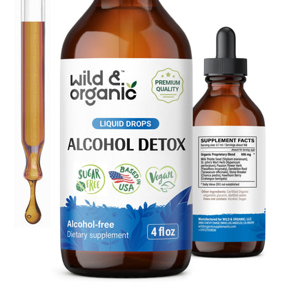 Wild & Organic Alcohol Detox Drops - Liver & Kidney Cleanse with Milk Thistle, Chanca Piedra Stone Breaker - Anti Alcohol Complex for Liver Cleanse Detox