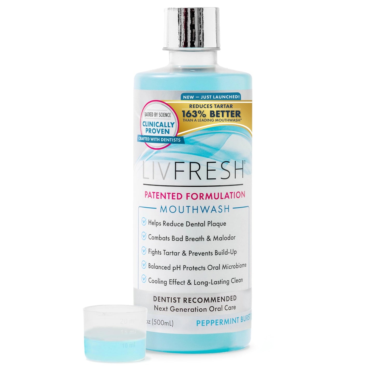 LIVFRESH Mouthwash, Clinically Proven, 163% Better Tartar Control, 114% Better Gum Health, 72% Better Plaque Reduction, 38% Better at Eliminating Bad Breath,