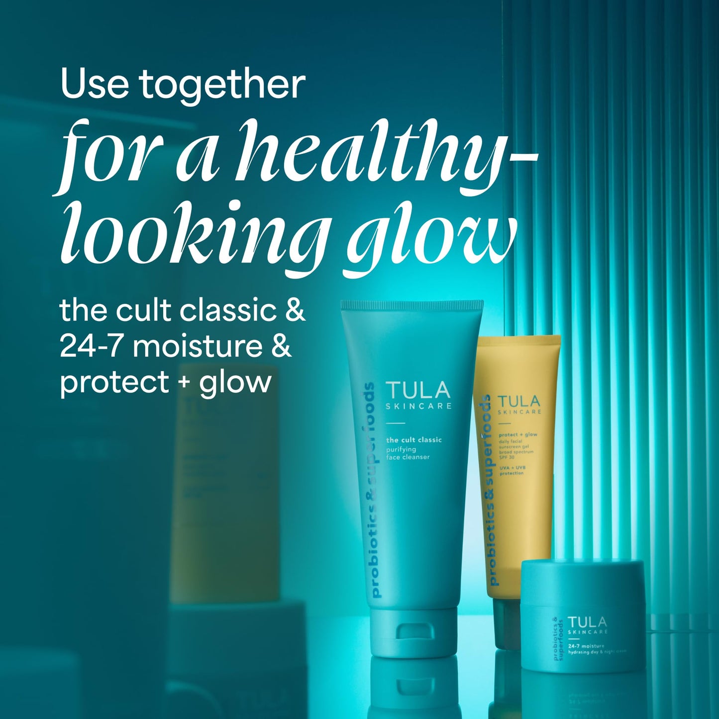 TULA Skin Care Protect + Glow Daily Sunscreen - Gel, Broad Spectrum SPF 30, Skincare-First, Non-Greasy, Non-Comedogenic and Reef-Safe with Pollution