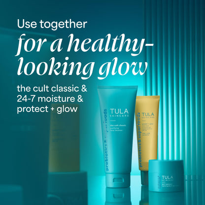 TULA Skin Care Protect + Glow Daily Sunscreen - Gel, Broad Spectrum SPF 30, Skincare-First, Non-Greasy, Non-Comedogenic and Reef-Safe with Pollution