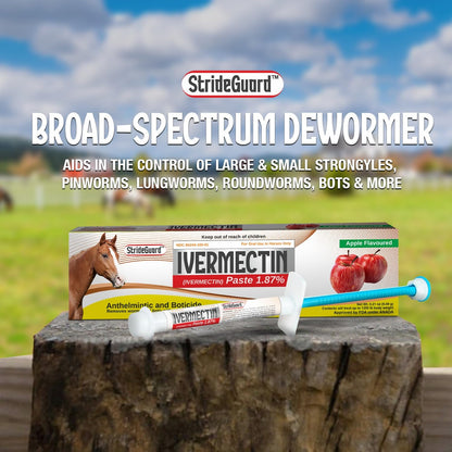 Horse Ivermectin Paste 1.87% – Apple Flavored Oral Horse Dewormer Syringe – 6.08g Tube Treats Horses Up to 1,250 lbs [Pack-1]