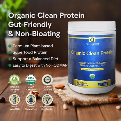 Organic Vegan Protein Powder - 20g Plant Based Protein for Women and Men, with Pea Protein, Superfood & Digestive Enzymes - Clean Protein, Gluten-Free, Gut-Friendly & Non-Bloating, Keto