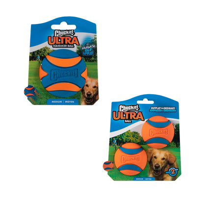 Chuckit! Ultra Ball Dog Toy, Durable Rubber, Medium 2.5-in, 2 Pack | Made from Durable Rubber with an Extra-Thick Core, This Bouncy Fetch Ball Floats in Water for Lasting Games of Fetch
