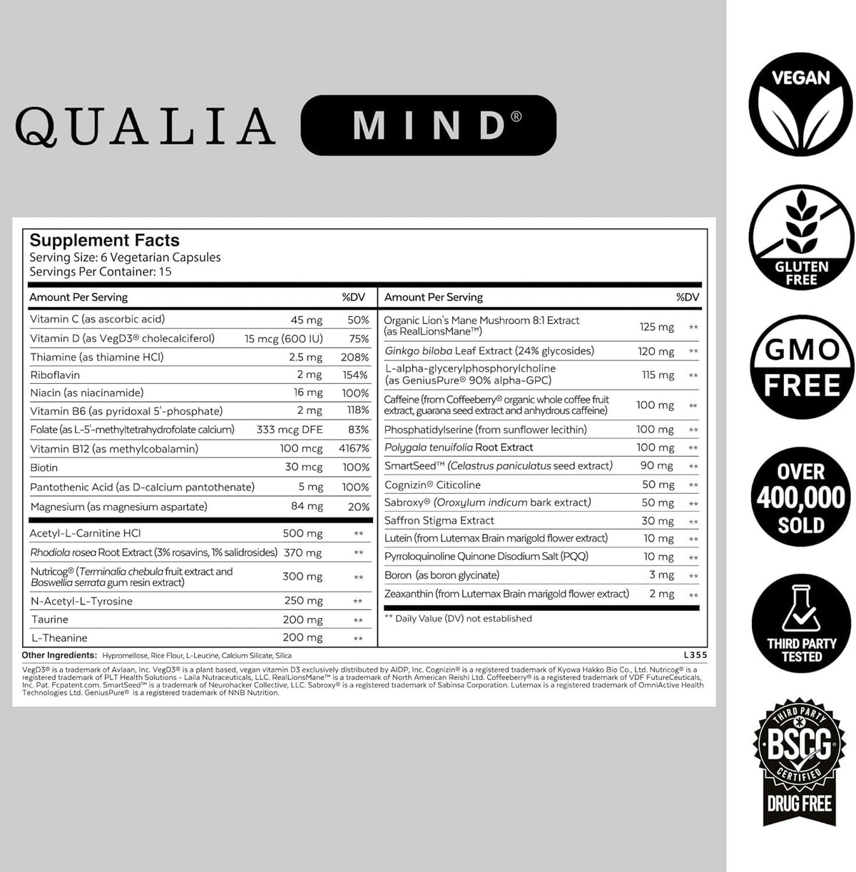 Qualia Mind | The Ultimate Blend for Brain Health* | Doctor-Formulated Nootropic to Fuel Focus & Concentration* | Supports Long Term Brain Health| Maintain Drive & Productivity
