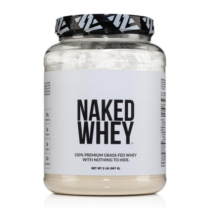 NAKED Whey 2LB 100% Grass Fed Whey Protein Powder - Only 1 Ingredient, Unflavored Whey Protein, NSF Certified, Undenatured, Gluten Free,