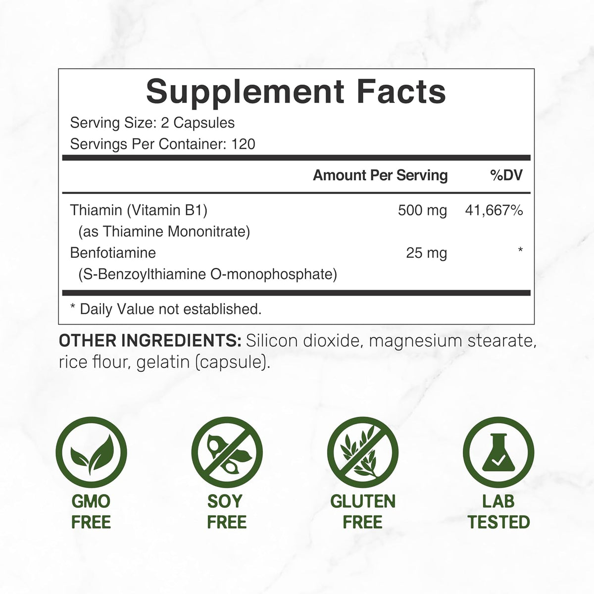 DEAL SUPPLEMENT Vitamin B1 500mg with Benfotiamine, 240 Capsules – 2 in 1 Enhanced Formula – Fat & Water Soluble Thiamine B1 Supplement – Third Party Tested, Non-GMO, No Gluten