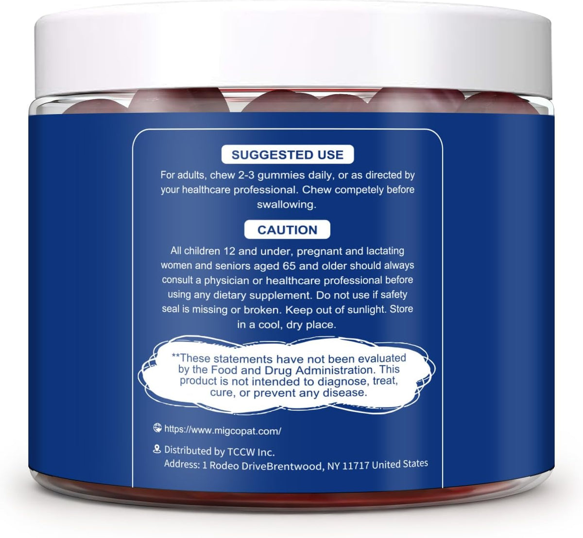 Migcopat 10G Fiber Gummies with Biotin, Collagen Peptides, Keratin, Vitamin C, E - Fiber Supplements with 30 Billion CFU Probiotics, Inulin, ACV for Digestive Health & Skin, Hair & Nails, 60 Cts