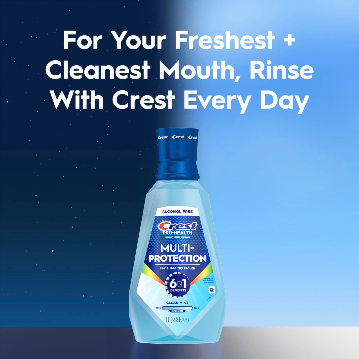 Crest Mouthwash Pro Health Multi-Protection, 1L, 2 Pack, 6-in-1 Benefits, Alcohol Free, Enamel Repair, Breath Freshener, Anti Cavity, Fluoride mouthwash, Bad Breath Treatment