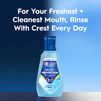 Crest Mouthwash Pro Health Multi-Protection, 1L, 2 Pack, 6-in-1 Benefits, Alcohol Free, Enamel Repair, Breath Freshener, Anti Cavity, Fluoride mouthwash, Bad Breath Treatment