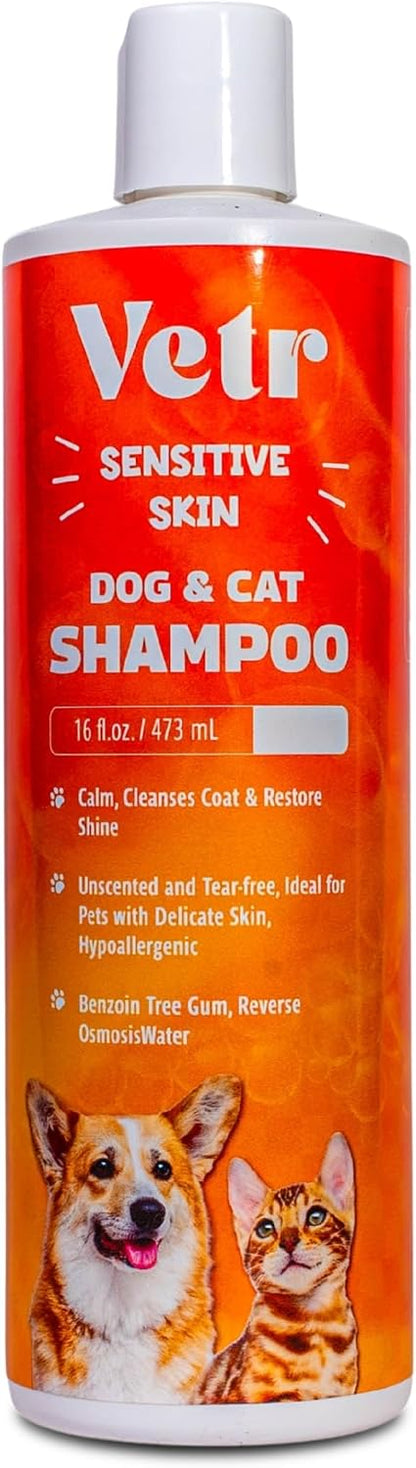 Vetr Sensitive Skin Pet Shampoo, 16 oz - Unscented, Tear-Free, Hypoallergenic, Gentle