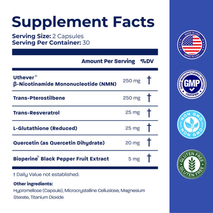 BONE SCIENCE Uthever NMN 6-in-1 with Pterostilbene, 72 Vegetarian Capsules