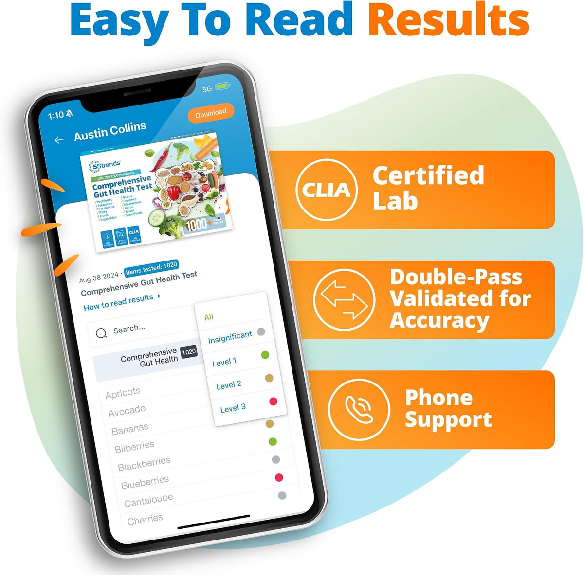 5Strands Comprehensive Gut Health Test + Beauty Hygiene Sensitivity Test Bundle, At-Home Hair Analysis for Adults & Kids, Identify Food Intolerances & Personal Care Ingredient Sensitivities
