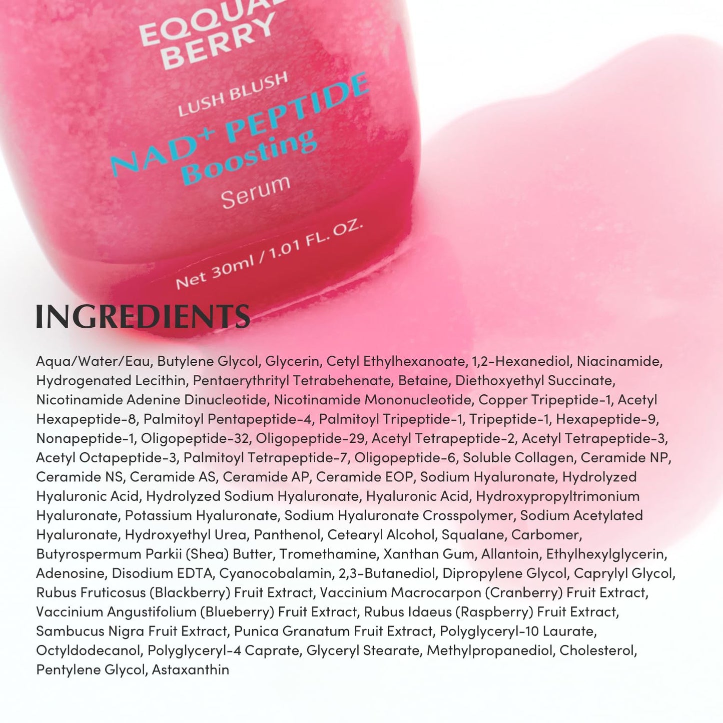 EQQUALBERRY NAD+ Peptide Boosting Serum Double Pack | 14 Peptide Serum for Face, Neck & Body | Niacinamide 2% & Vegan Collagen for Anti-Aging, Firming&Lifting | Korean Skincare, 1.01 fl oz (Pack of 2)