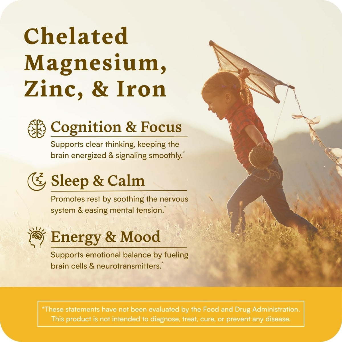 Accentrate Minerals - Magnesium Supplement for Kids – Chelated Magnesium Zinc Iron (Mg Zn Fe) – Mental Wellness Mineral Supplement for Focus, Mood & Brain Support – Bioavailable – 60 Capsules