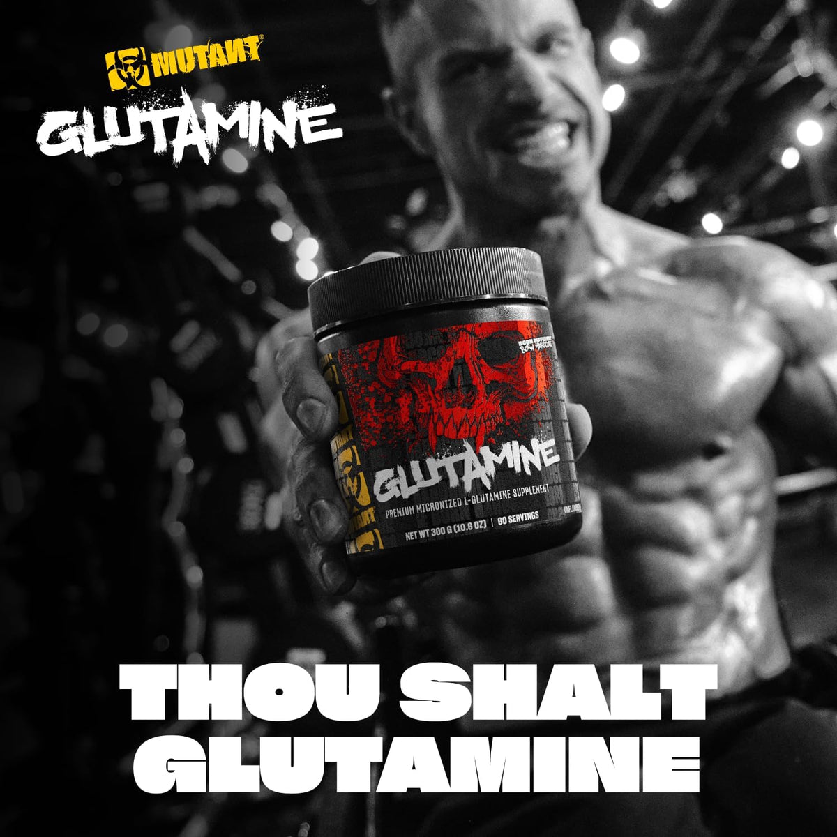 Mutant Glutamine - 100% Pure Workout Supplement to Help Replenish Glutamine Levels for Improved Muscle Repair, Immune and Digestive System Support After Physical Activity – 300 g – Unflavored