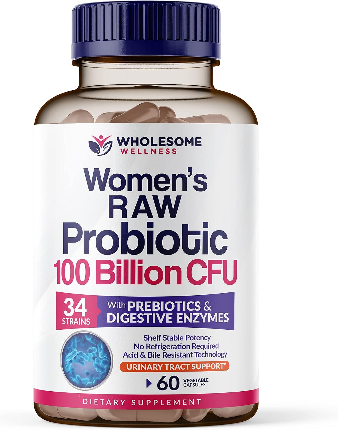 Wholesome Wellness Probiotics for Women 100 Billion CFUs with Prebiotics, Digestive Enzymes + Liposomal Vitamin C Capsules High Absorption, Ascorbic Acid Supplement Bundle