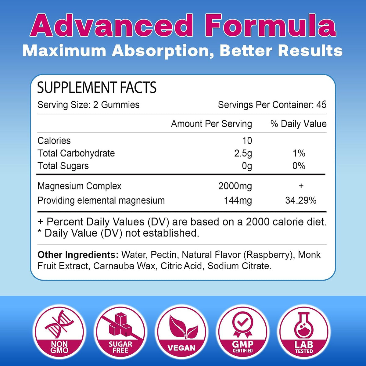 180 Count | Magnesium Gummies for Women & Men, Support Calm, Restful Sleep & Muscle Health, Sugar Free, Vegan, Non-GMO, Raspberry Flavor