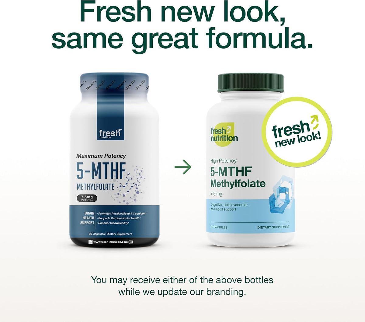 Fresh Nutrition L Methylfolate 7.5mg – DNA Verified for Maximum Potency – Superior Bioavailability – 5-MTHF Methyl Folate - 90 Capsules