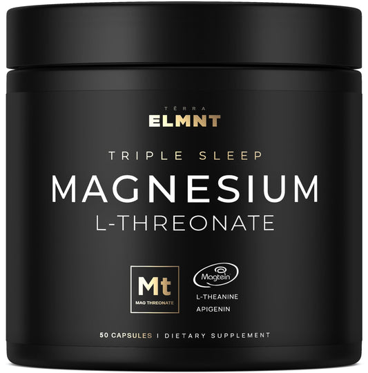 Triple Sleep Magnesium L-Threonate w. Apigenin, Theanine & Magtein Magnesium L Threonate - High Absorption Magnesium Supplement Capsules for Men and Women Magnesium Powder Pills TERRA ELMNTBuy Supplements Australia