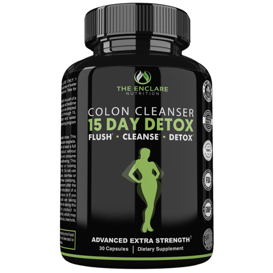 THE ENCLARE NUTRITION Colon Cleanse 15 Day Gut Cleanse Pills - Colon Cleanser for Women & Men - Psyllium Probiotic Laxatives for Constipation, Bloating Relief,