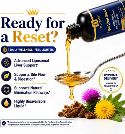 Lipo Liver Sauce - Liposomal Liver Cleanse & Detox Support Liquid with Milk Thistle, Dandelion, R-Lipoic Acid, DIM & Quercetin | Supports Bile Flow, Digestion & Liver Health | Highly Bioavailable