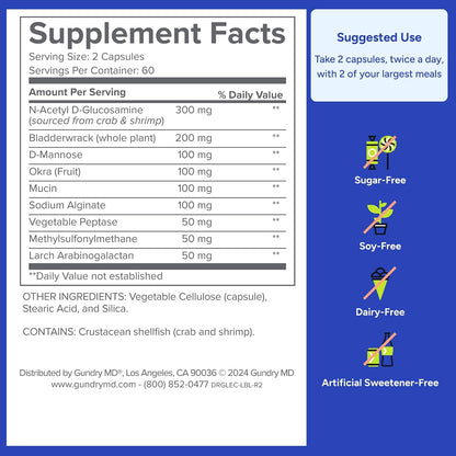 Gundry MD® Lectin Shield Gut Health & Digestion Supplement, 30 Servings | 30 Servings, Helps Block Potentially Harmful Lectins, Supports Digestive Comfort, Supports Intestinal Health, Reduce Cravings