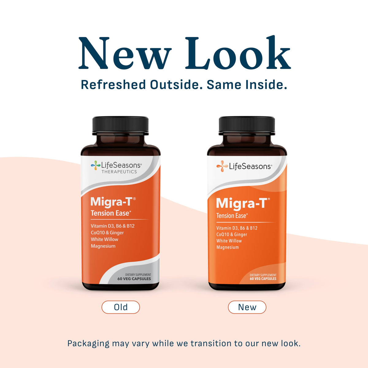 LifeSeasons Migra-T Tension Ease – Headache & Migraine Support Supplement with Feverfew, White Willow, Magnesium, CoQ10 & Ginger – Tension, Light Sensitivity & Nervous System Balance - 90 Capsules