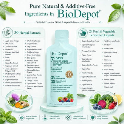 7 Day Gut Cleanse Liquid Detox Drink for Women & Men Colon Cleanse | 24 Fruit & Vegetable Blend for Gut Balance, Gentle Regularity and Daily Digestive Support, Convenient 7-Pack Beverage Cleanse