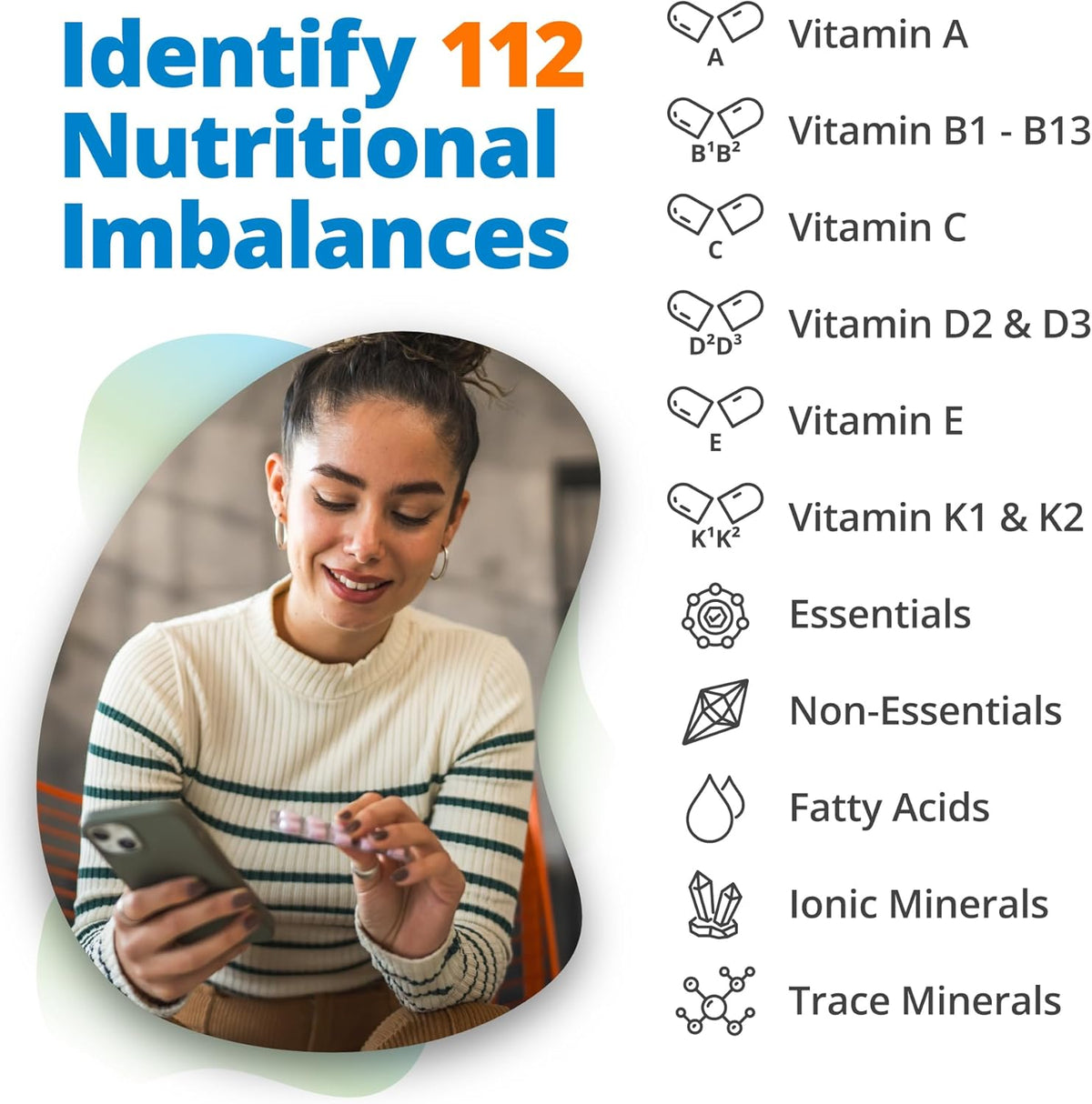 5Strands Food Intolerance & Vitamins & Minerals Imbalance Test, at Home Hair Analysis for Adults & Kids, Identify Digestive Stress & Nutrient Absorption Gaps, Results in 4 Days