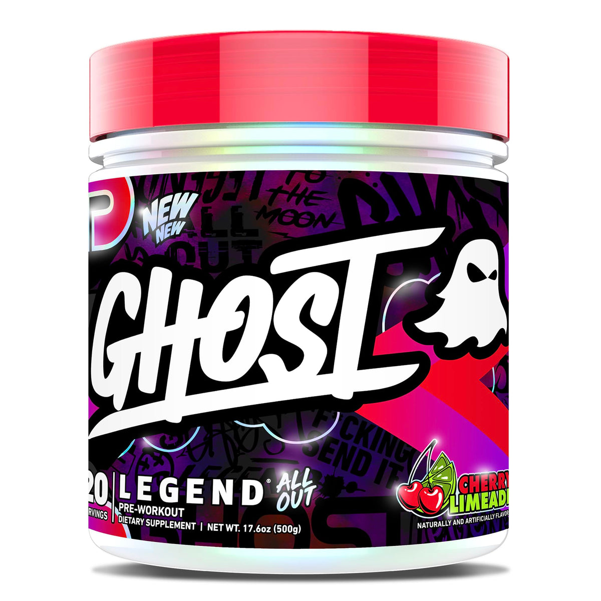 GHOST Legend All Out Pre-Workout Powder, Strawbango - 20 Servings - Preworkout Drink Mix Supplement for Men & Women - Energy & Pumps - Caffeine, Beta Alanine, Betaine, NO3-T- Sugar Free
