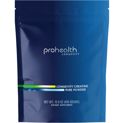 ProHealth Longevity Micronized Creatine. Pharmaceutical Grade Creatine Monohydrate is Easier on Kidneys. Supports Brain Function and Muscle Growth as You Age. 5 g/Serving, 90 Servings, 3 Month Supply