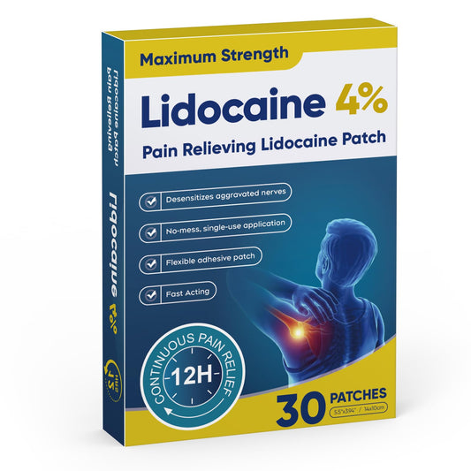 Teemofe 4% Lidocaine Pain Relief Patches – Maximum OTC Strength, Fast-Acting Targeted Relief, 30 Count, for Muscle & Joint Discomfort - 589 TeemofeBuy Supplements Australia